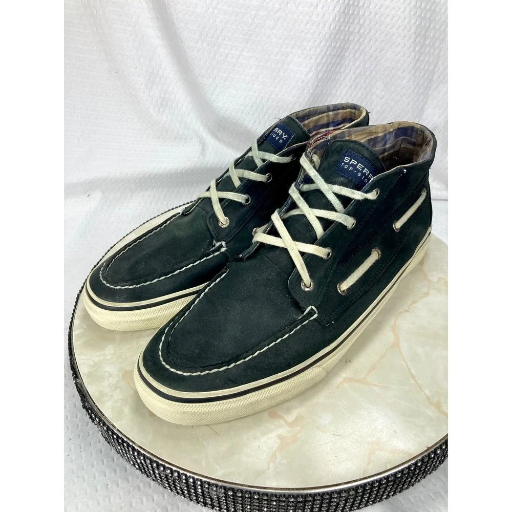 Sperry Top Sider Bahama Chukka Boat Shoes Mens 13 Black Leather Casual Sneakers